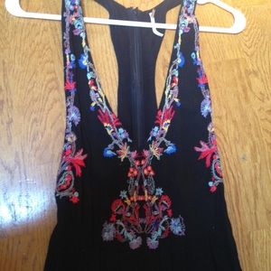 Free People Pants - FREE PEOPLE Embroidered Romper Black NWOT Size 2 Free People Pants - FREE PEOPLE Embroidered Romper Black NWOT Size 2